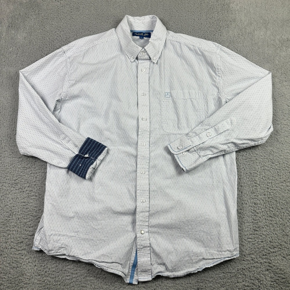 Panhandle Slim‎ True Western Wear Shirt Mens Large White Blue Striped